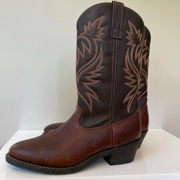 Men’s Laredo Western Leather Boots Sz 8.5 D Copper Kettle Trucker 4243 - Picture 5 of 11